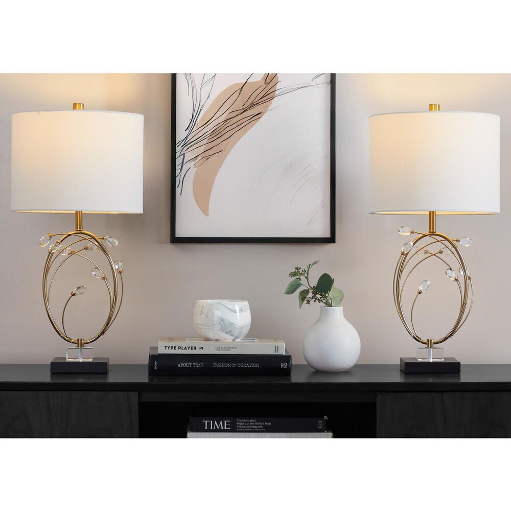 LumiSource Crystal Buds Table Lamp in Black, Clear and Gold (Set of 2), , large