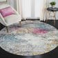 Amer Rugs Montana 7"6" Round Blue and Pink Area Rug, , large
