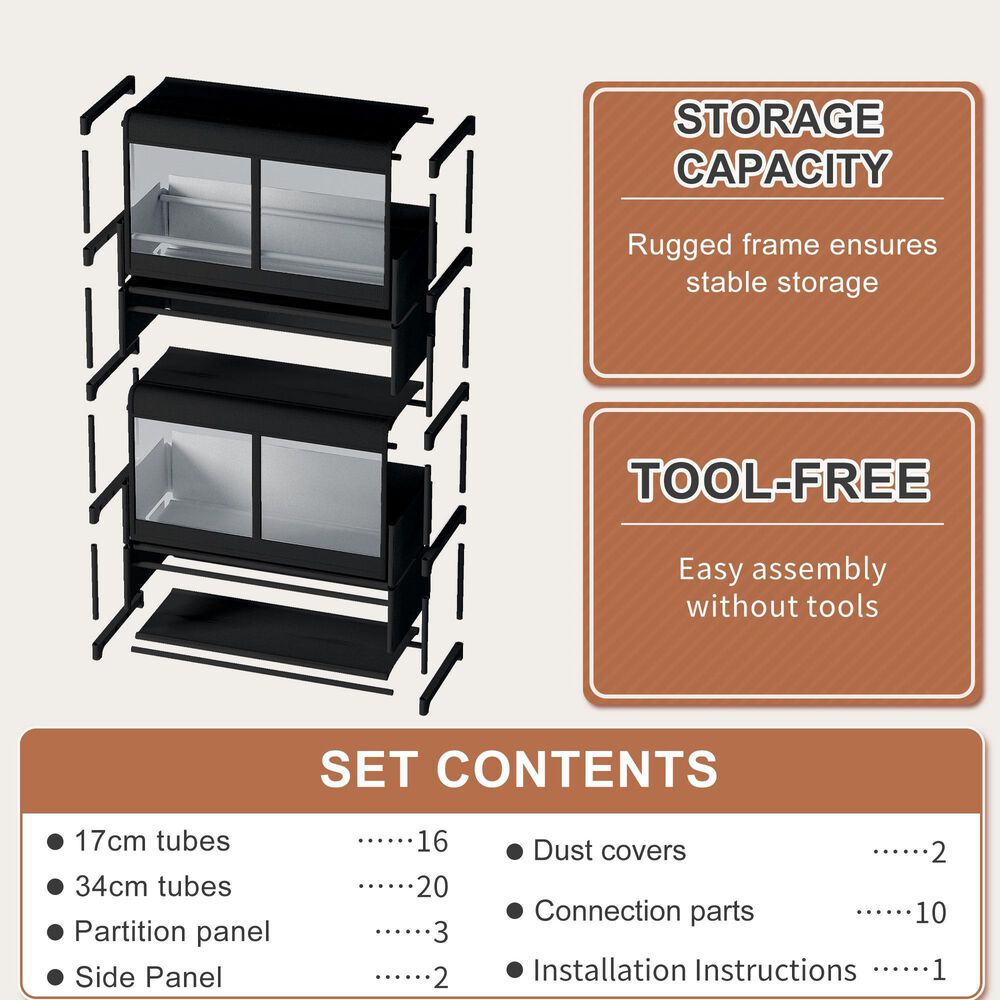 HOMLUX 5-Tier Storage Cabinet with Adjustable Shelves in Black, , large