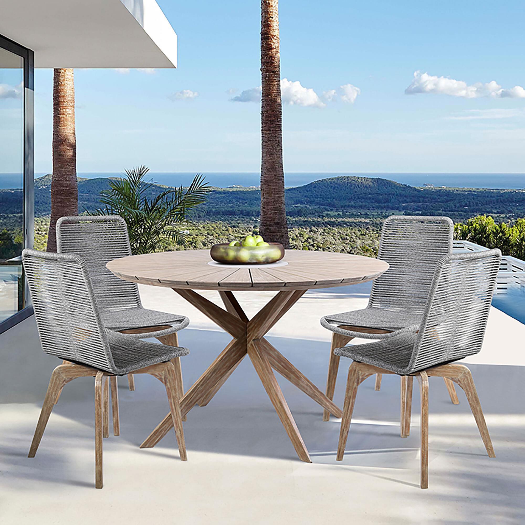 Blue River Island Patio Dining Chair in Gray Light Eucalyptus Set