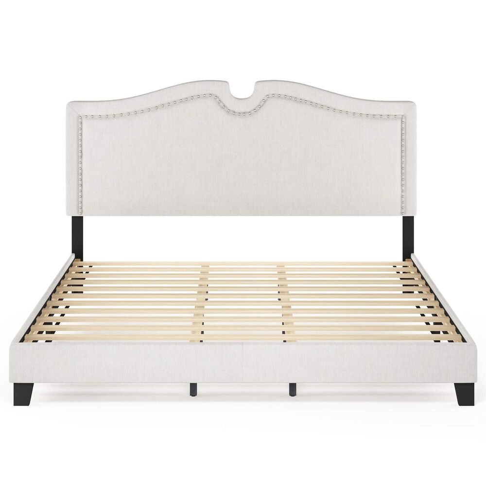 HOMLUX Davina King Platform Bed Frame in Gray, , large