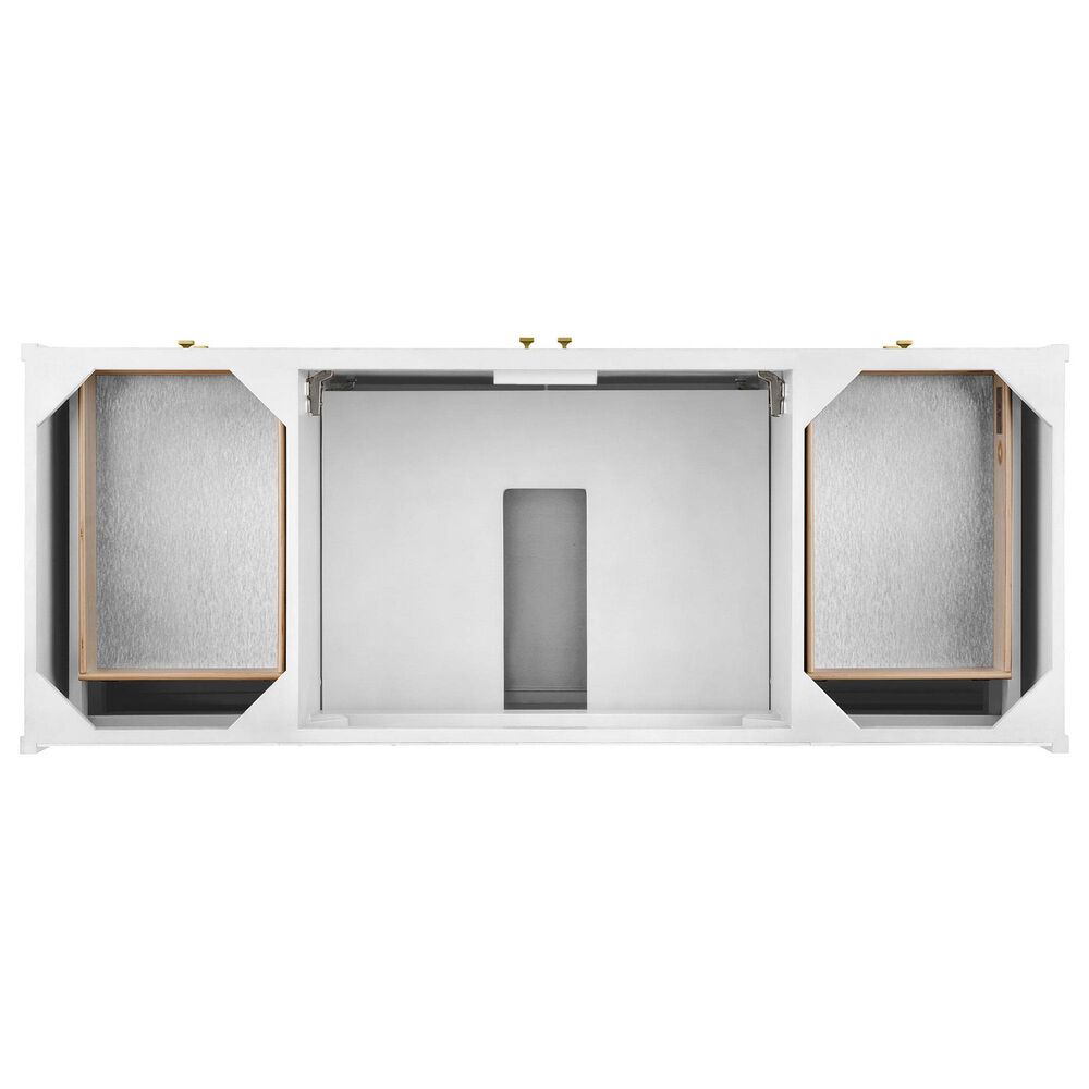 James Martin Vanities Chicago 60&quot; Single Bathroom Vanity in Glossy White with 3 cm Carrara White Marble Top and Rectangular Sink, , large
