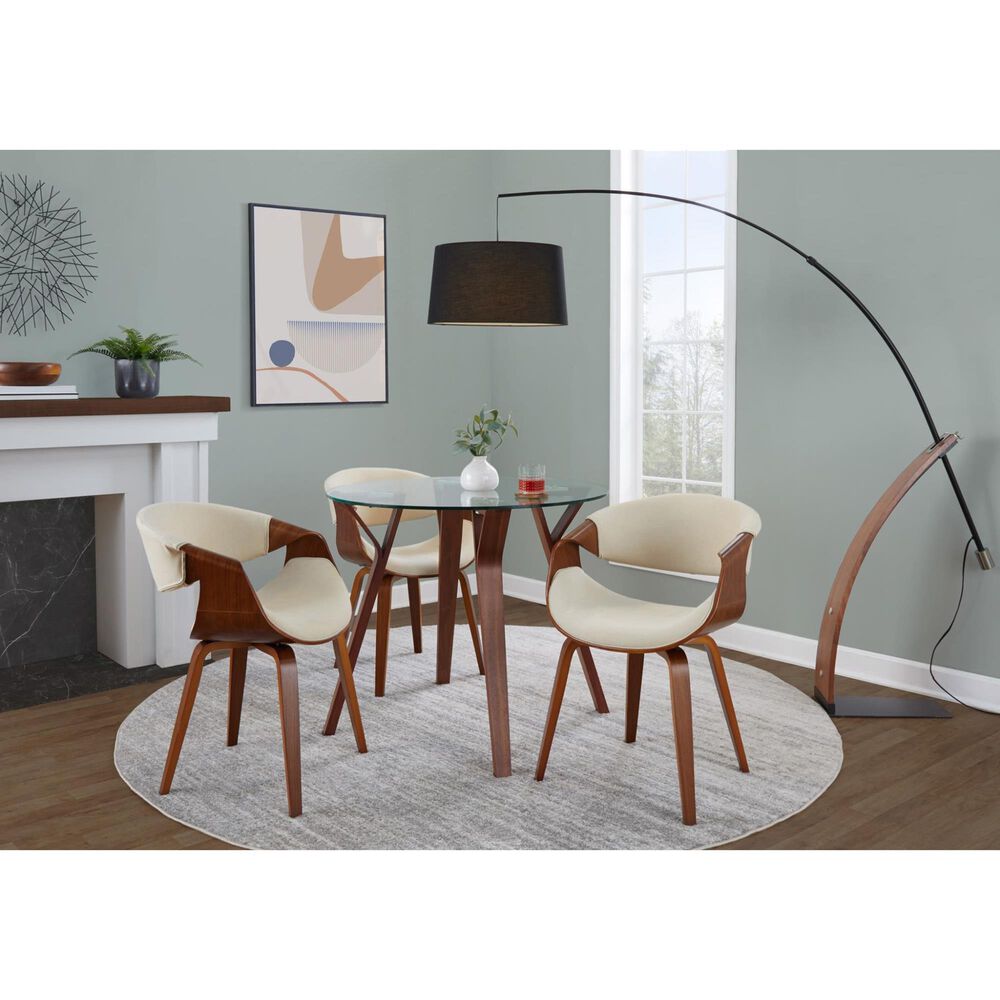 LumiSource Curvo Arm Chair with Cream Fabric Cushion in Walnut (Set of 2), , large