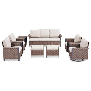 Sunwell Garden 8-Piece Patio Chat Set with Side Table in Beige, , large