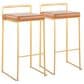 LumiSource Fuji 30" Stacker Bar Stool with Camel Upholstery in Gold (Set of 2), , large