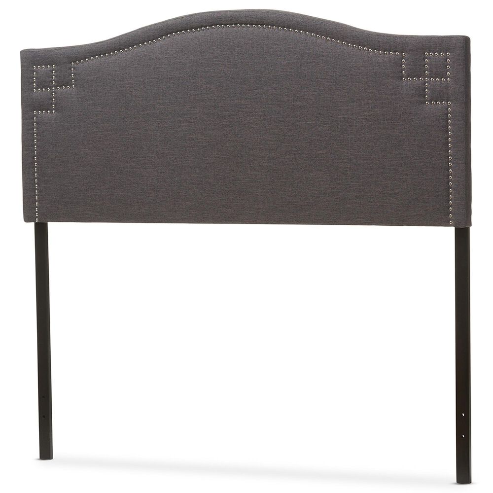 Baxton Studio Aubrey Queen Upholstered Headboard in Dark Grey, , large