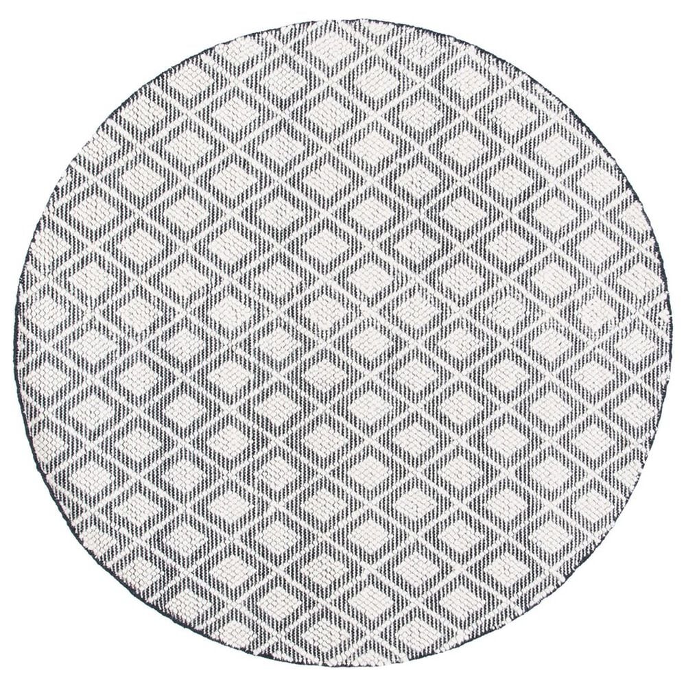 Safavieh Natura NAT475A 6" Round Ivory and Black Area Rug, , large