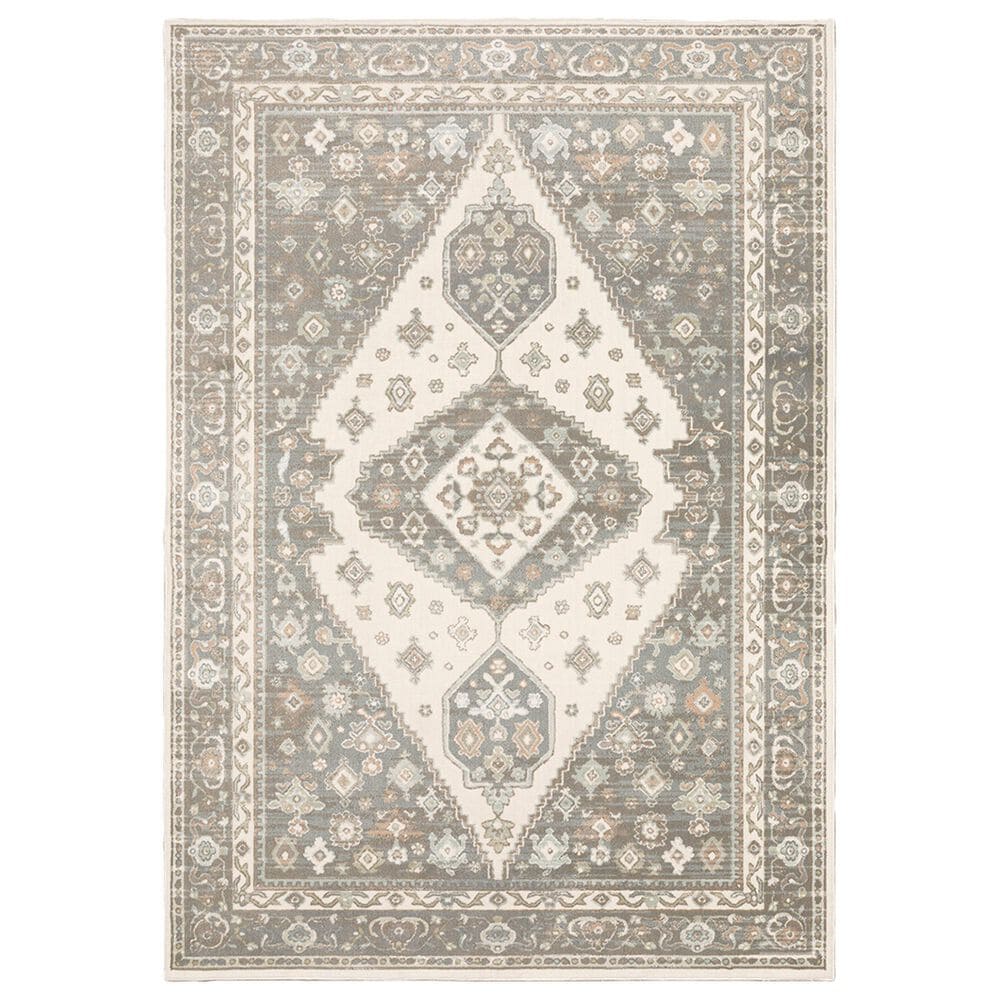 Oriental Weavers Capistrano Medallion 511E1 6"7" x 9"6" Ivory and Grey Area Rug, , large