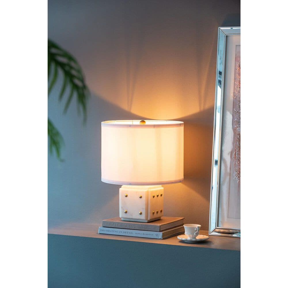 A&amp;B Home Anita Table Lamp with Collapsible Shade in White and Gold, , large