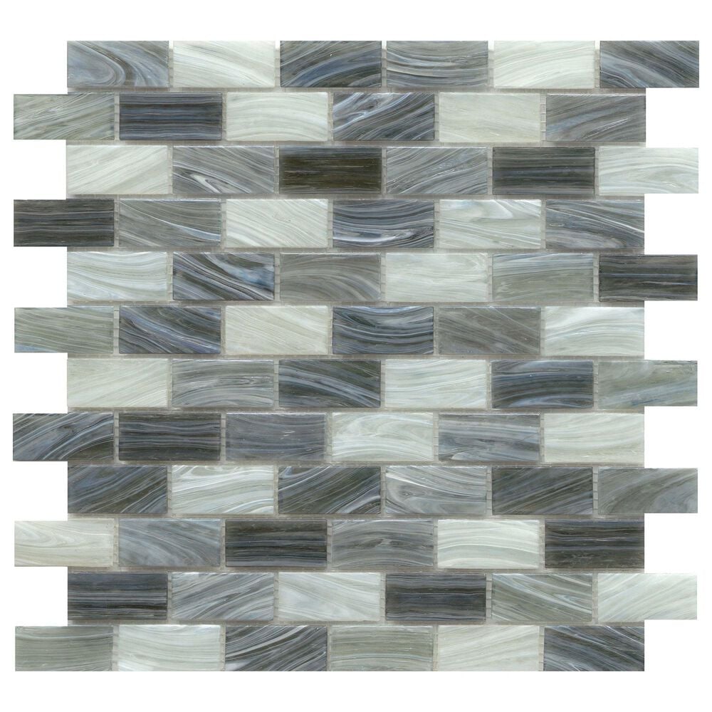 Emser Swirl Fog 1" x 2" Rectangle on 12" x 12" Glass Mosaic Sheet, , large