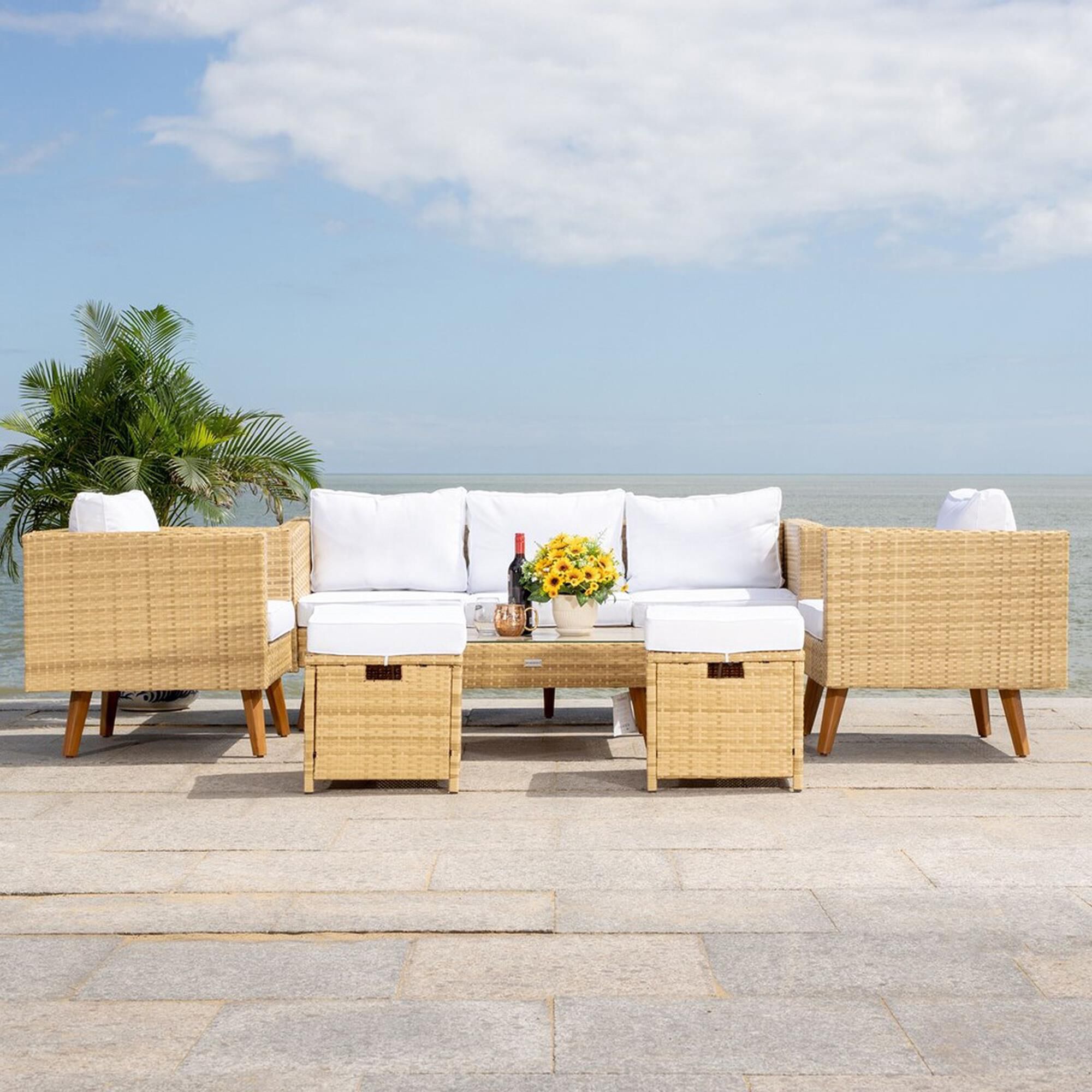Witherell 6 top piece rattan sofa
