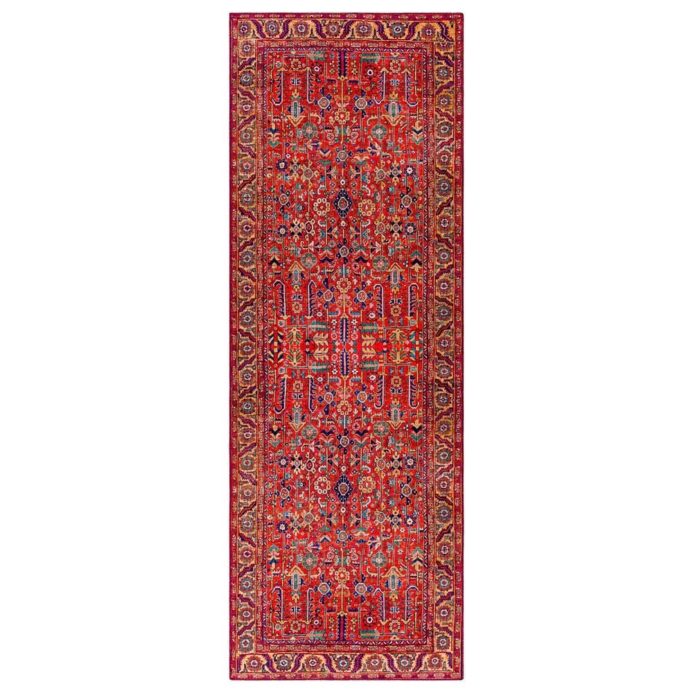 Surya Iris Burnt Orange, Dark Blue, Yellow, Light Pink, Oatmeal and Olive 2"7" x 7"7" Runner, , large