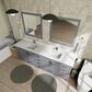 Lexora Home Jacques 84" Double Bathroom Vanity in Dark Grey with 2 cm White Cultured Marble Top and Rectangular Sinks, , large