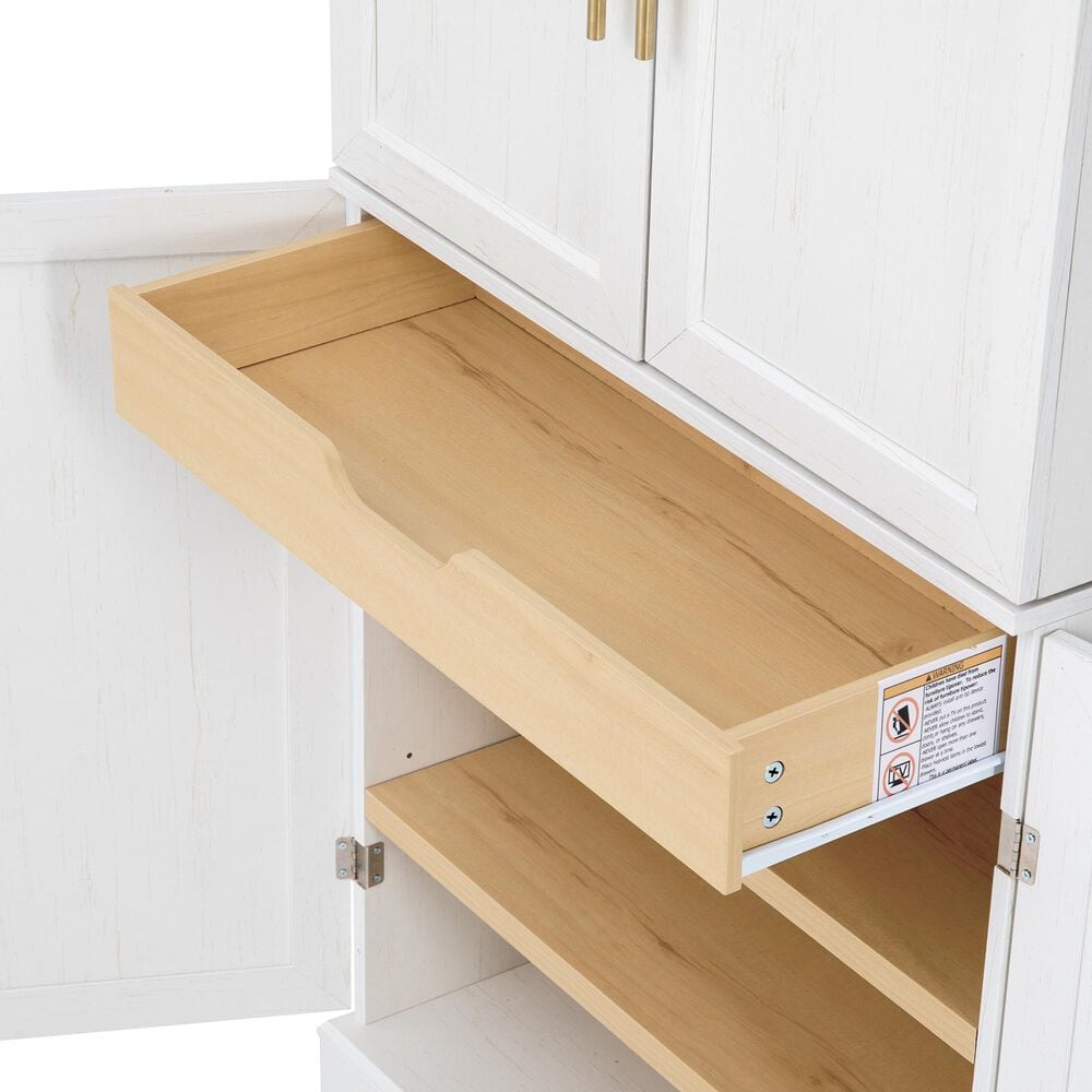 HOMLUX HOMLUX 78.2" Tall Farmhouse Kitchen Pantry Cabinet with 8 Door Shelves, Storage Cabinet with 4 Adjustable Shelves, Hidden Drawer, Wine Rack, Versatile Cupboard for Kitchen, Dining &amp; Bathroom, Retro White, , large