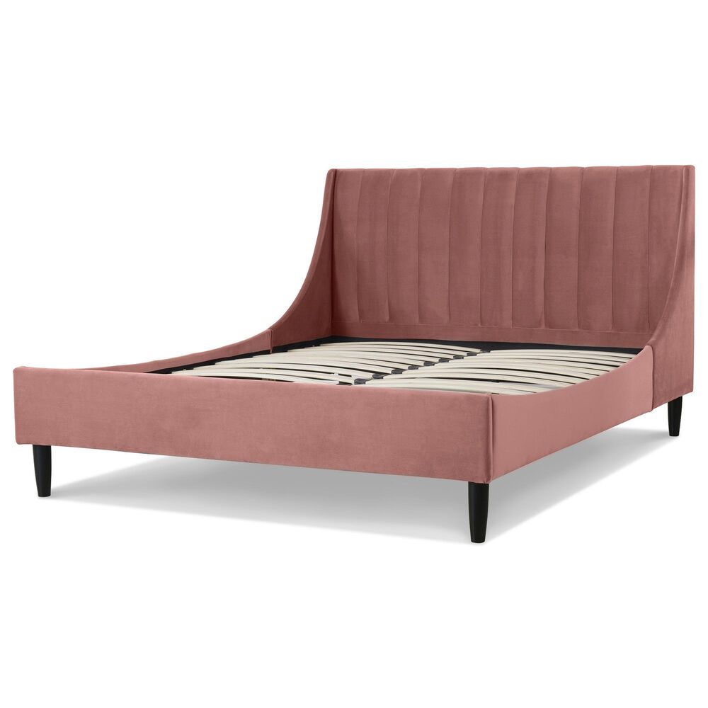 Jennifer Taylor Home Aspen Queen Upholstered Platform Bed in Ash Rose, , large