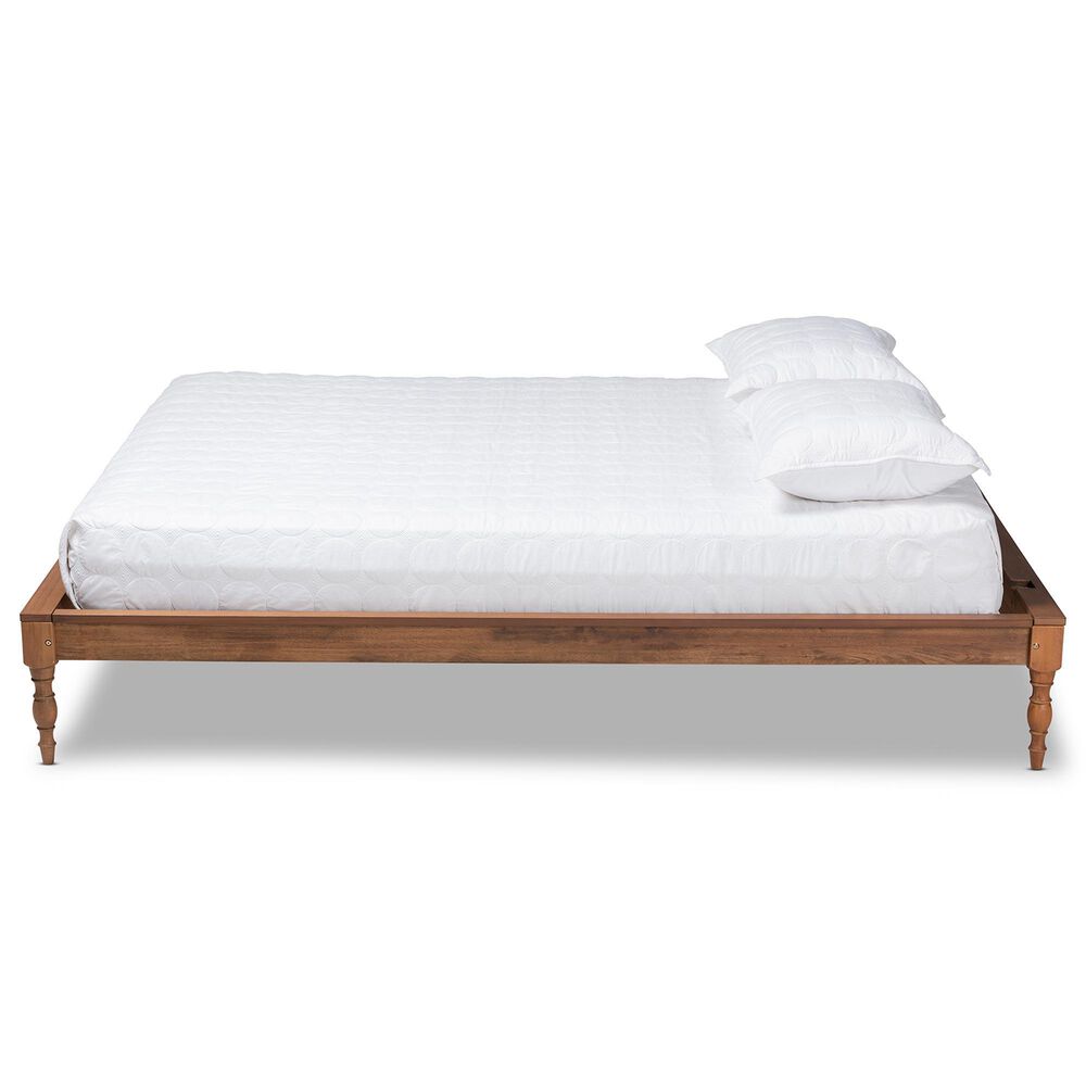 Baxton Studio Romy King Platform Bed Frame in Ash Walnut, , large