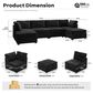 HOMLUX 6-Piece Mod Sectional with Ottomans in Black, , large