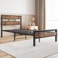 Hearth and Haven Twin Platform Bed with Metal Slats Support in Black and Brown, , large