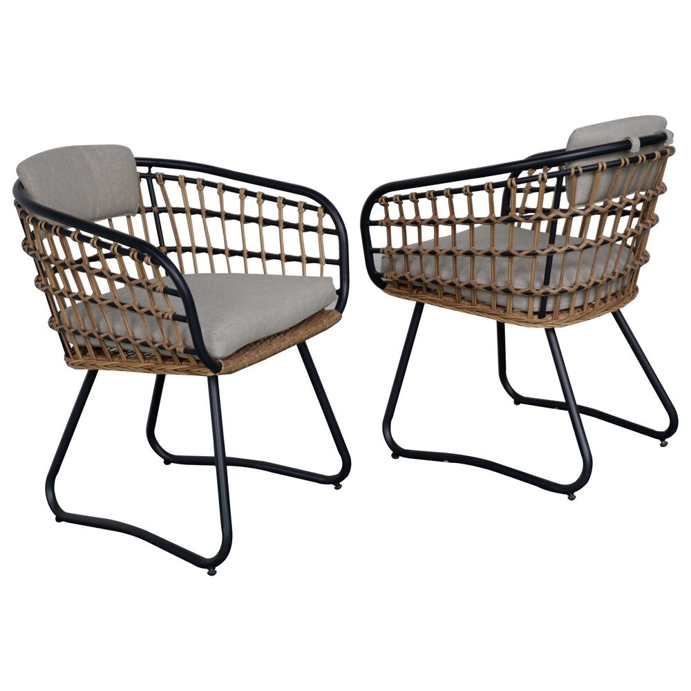 Hearth and Haven 7-Piece Outdoor Rectangular Dining Set with Beige Cushion in Black, , large