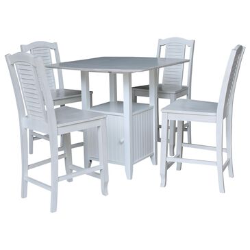 International Concepts Hampton 5-Piece Rectangle Bistro Set in White and Chalk Antiqued, , large