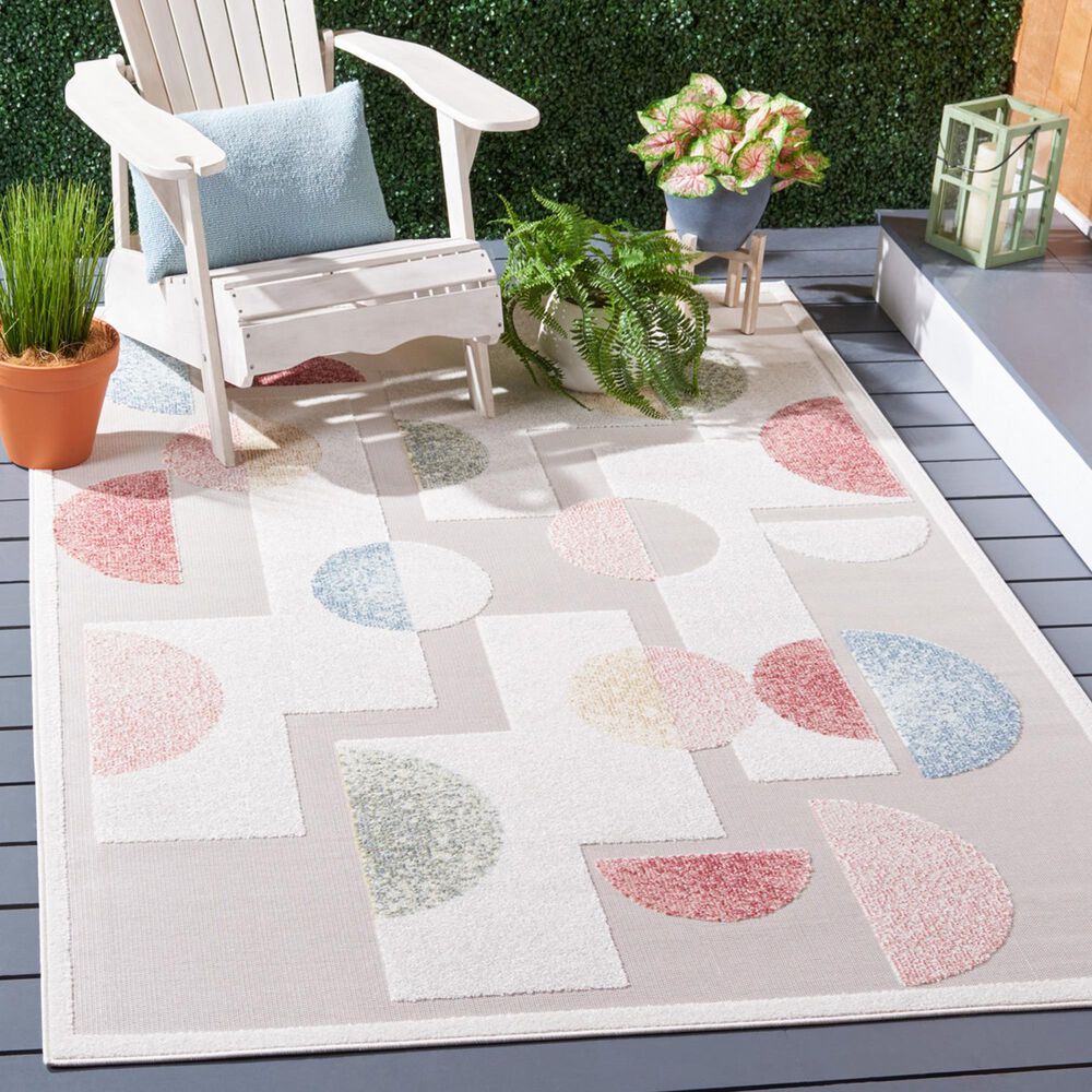 Safavieh Sarasota 4&#39;5&quot; x 6&#39;5&quot; Grey and Pink Indoor/Outdoor Area Rug, , large