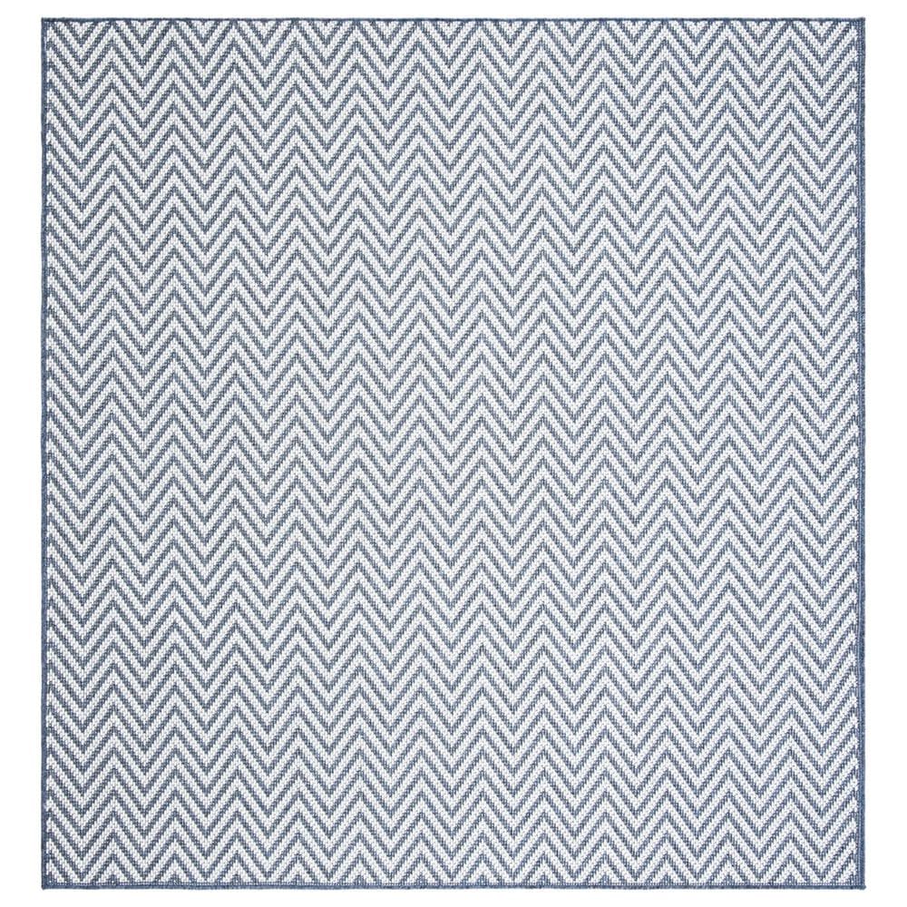 Safavieh Bermuda 6"7" Square Blue and Creme Indoor/Outdoor Area Performance Rug, , large