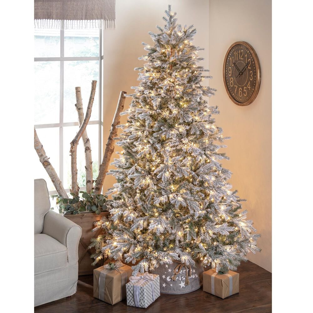 The Gerson Company 7.5&#39; Narrow Spruce Pre-Lit Artificial Christmas Tree in Green, , large