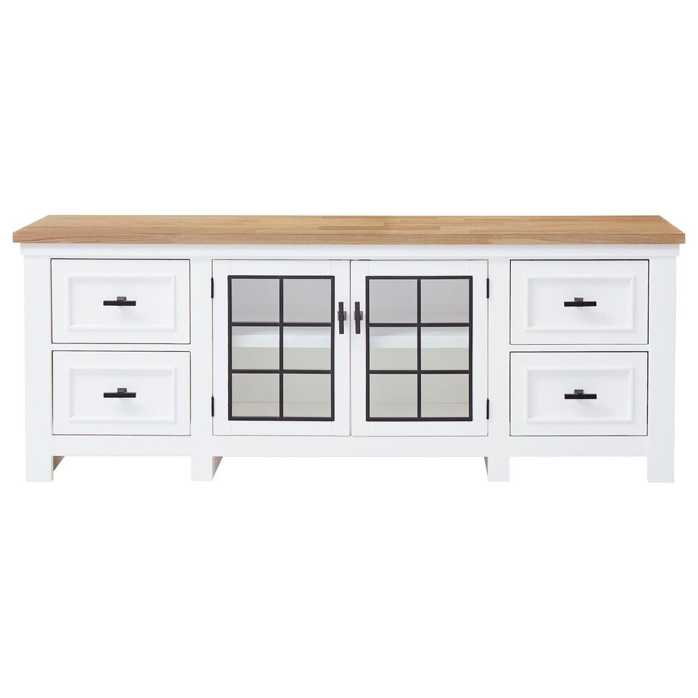 Ashley Ashbryn 74&quot; TV Stand in White and Natural, , large