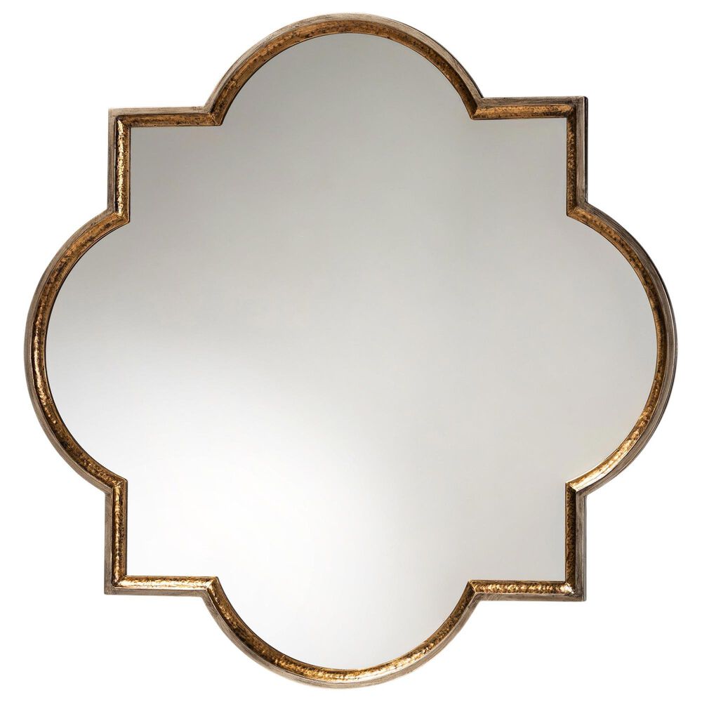 Baxton Studio Tiana Quatrefoil Accent Wall Mirror in Antique Bronze and Gold, , large