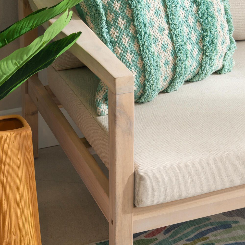 Linon Home Decor Teagon 2-Seater Outdoor Sofa with Beige Cushions in Natural, , large