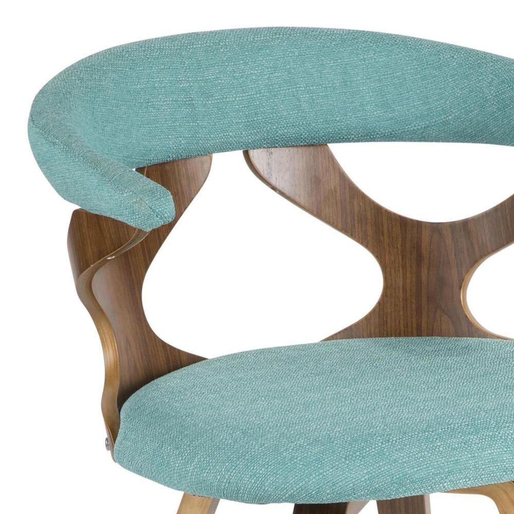 Lumisource Gardenia Swivel Arm Chair with Teal Upholstered in Walnut, , large