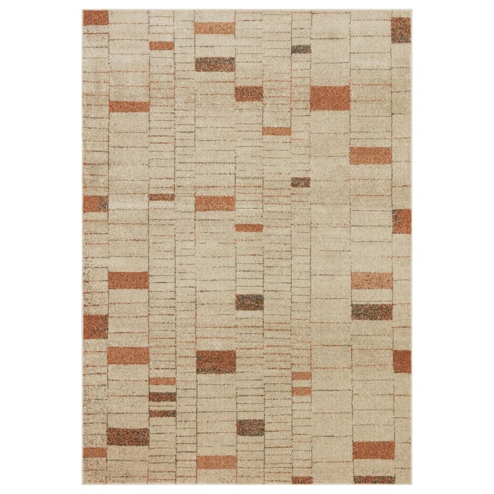 Loloi II Bowery 4' x 6' Tangerine and Taupe Area Rug, , large