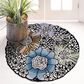 L&R Resources Sinuous Winter Blossoms 6" Scalloped Multicolor Area Rug, , large