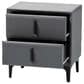 Baxton Studio Etienne 2-Drawer Nightstand with Slate Grey Velvet Upholstery in Black, , large