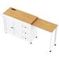 HOMLUX 74.8" Kitchen Island with Extendable Dining Table in White and Natural, , large