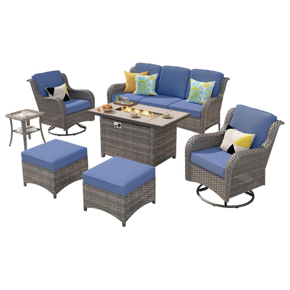 HOMLUX 7-Piece Patio Set in Denim Blue, , large