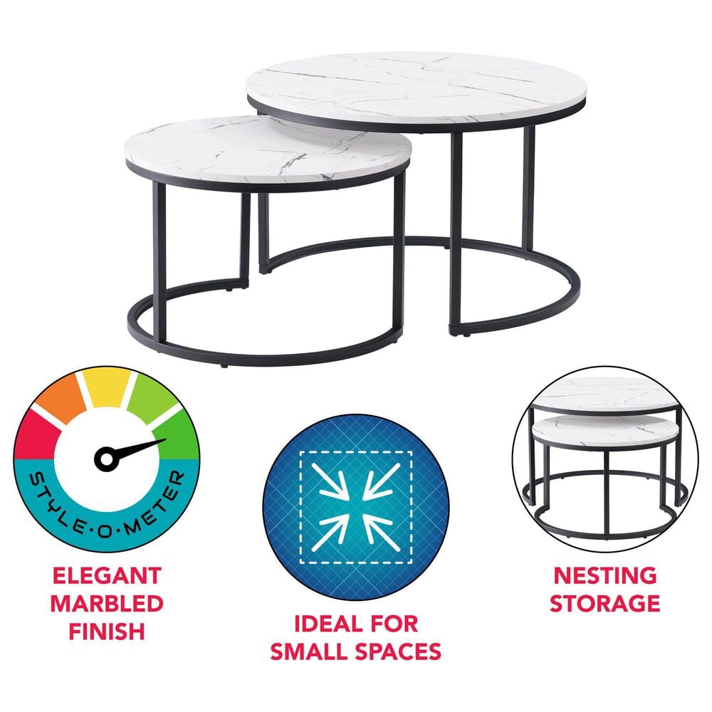 CorLiving Fort Worth Nesting Coffee Tables in White and Black &#40;Set of 2&#41;, , large