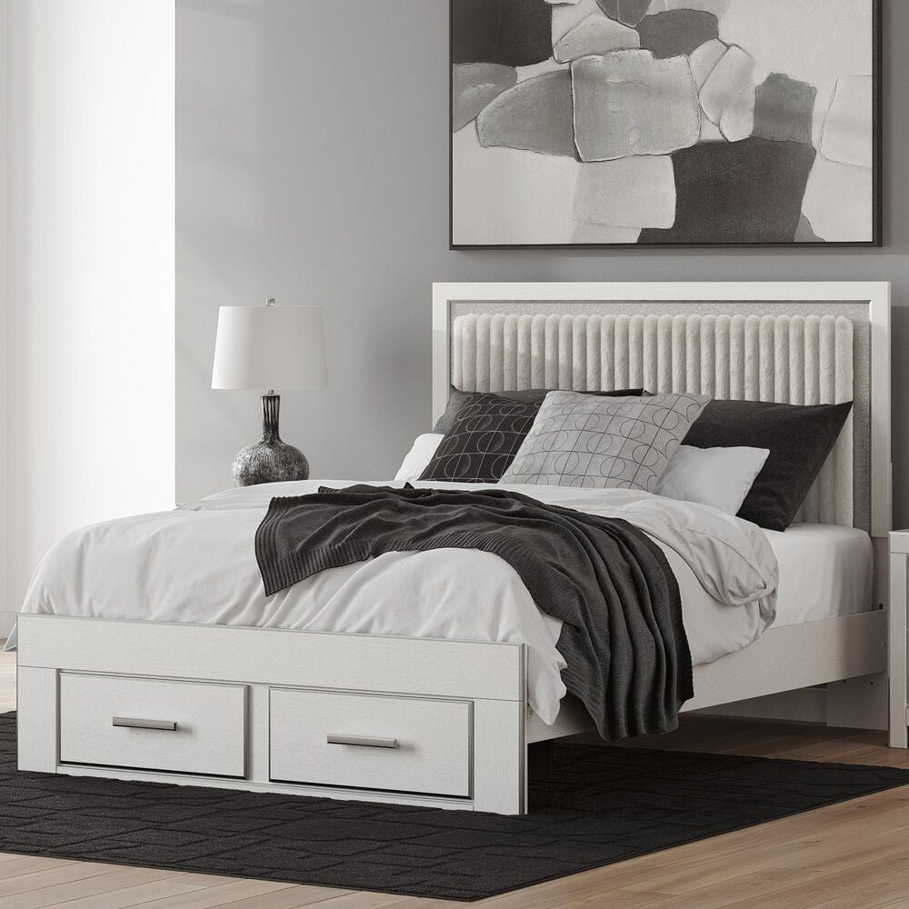 Ashley Zuraleus Queen Storage Bed in Matte White, , large