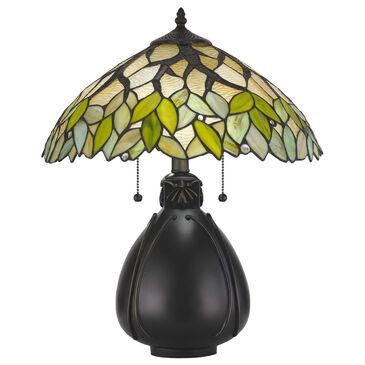 Cal Lighting Tiffany Table Lamp in Dark Bronze and Green, , large