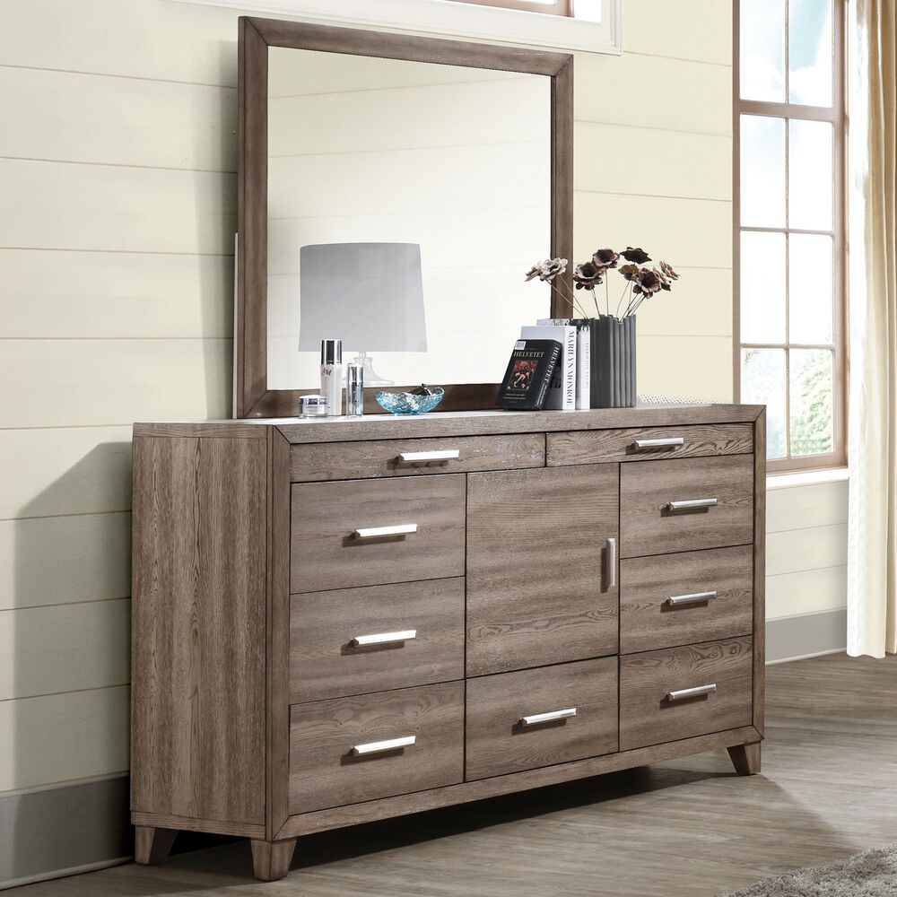 New Heritage Design Harrisburg 9-Drawer Dresser and Mirror in Walnut, , large