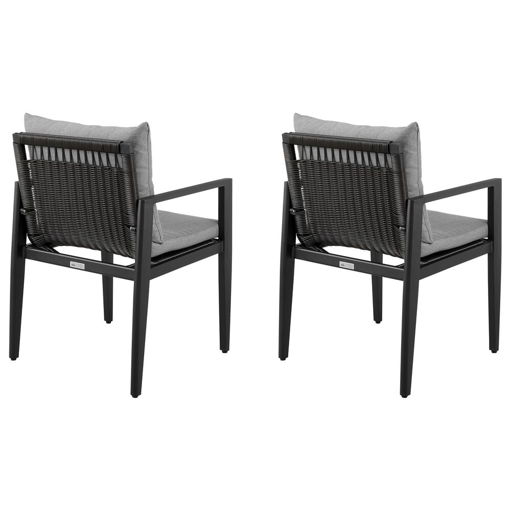 Blue River Cayman Outdoor Arm Chair with Dark Grey Cushion in Black (Set of 2), , large