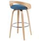 Armen Living Sonia Swivel Bar Height Stool with Blue Upholstery in Oak, , large