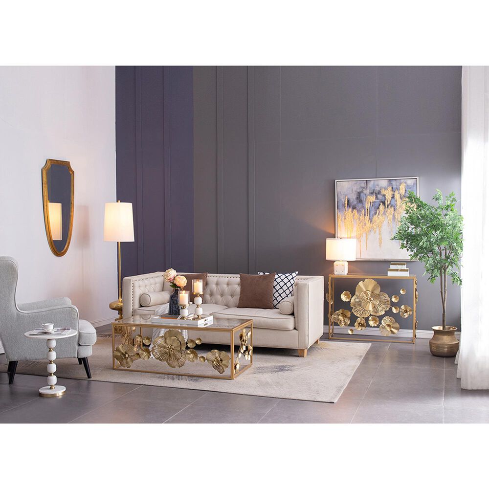 A&amp;B Home Anita Table Lamp with Collapsible Shade in White and Gold, , large