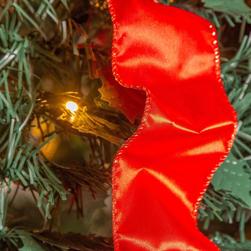 The Gerson Company 6&#39; Pop-Up Decorated Pine Tree with 100 UL Warm White LED Lights in Green, Red and Gold, , large