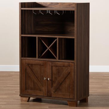 Baxton Studio Carrie Wine Storage Cabinet in Walnut, , large