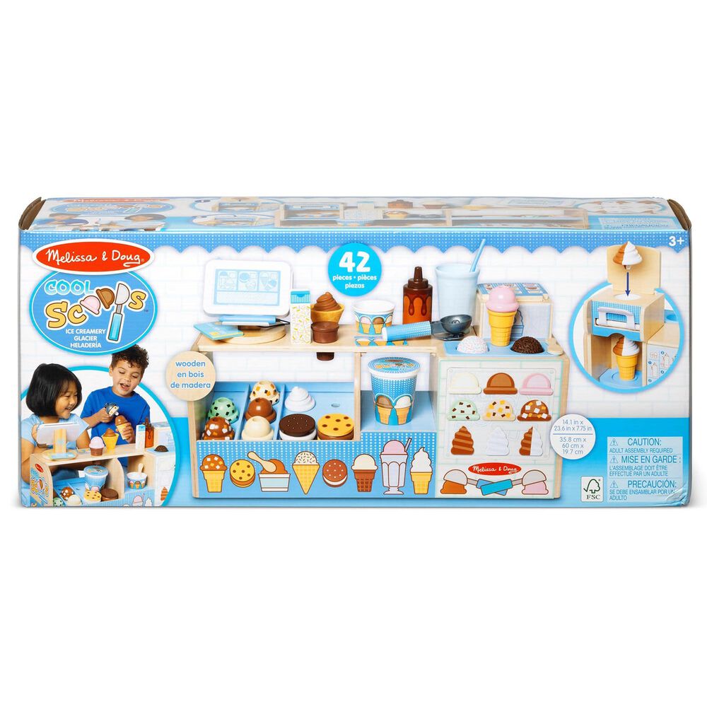 Melissa &amp; Doug Wooden Cool Scoops Ice Creamery Play Food Toy, , large