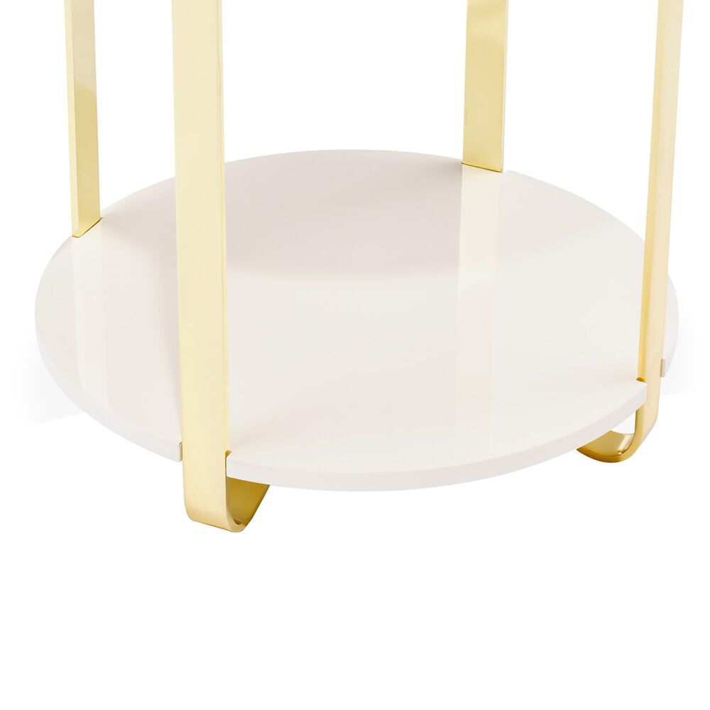 Vista Haus Ariana End Table in Gold and White, , large