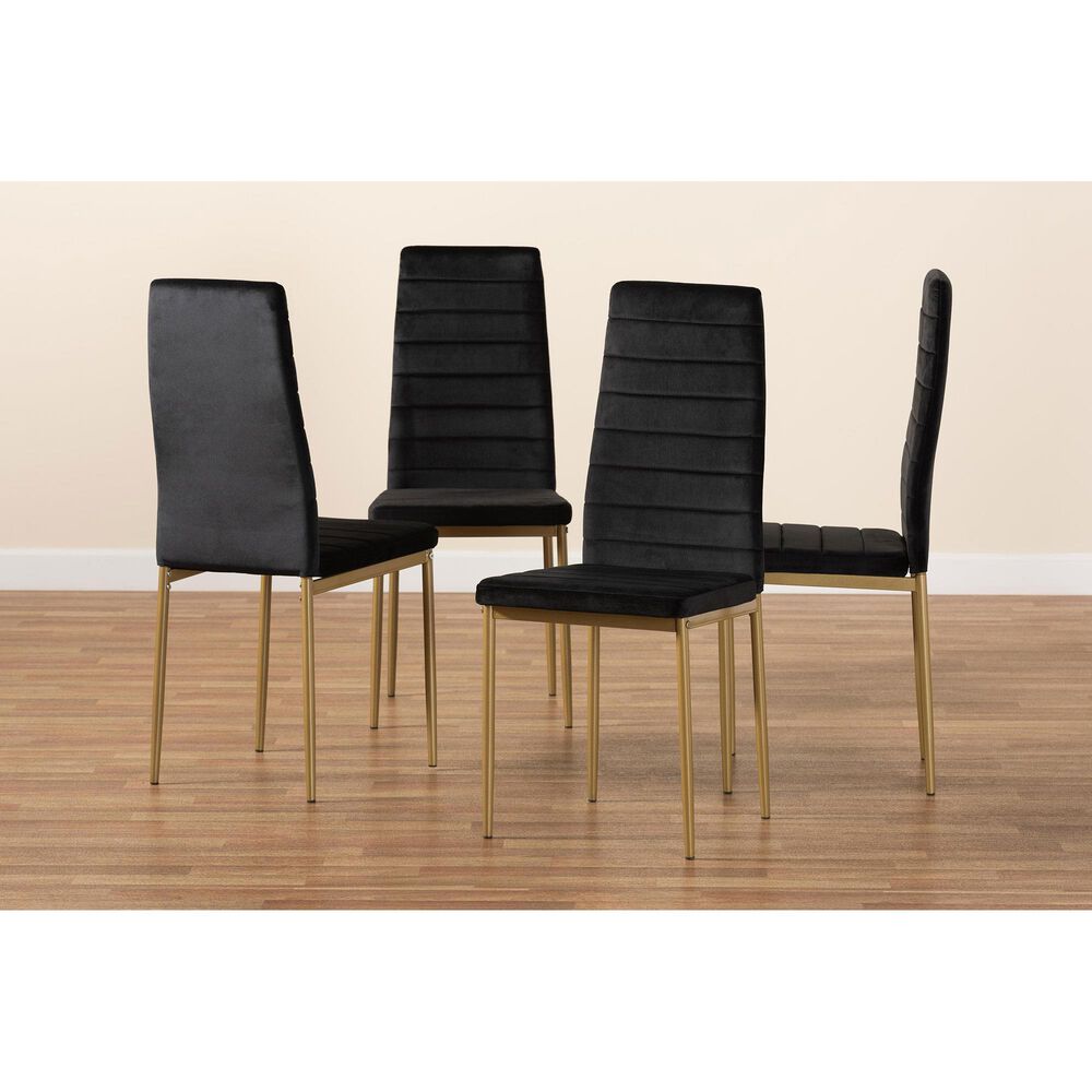Baxton Studio Armand Dining Chair in Black/Gold (Set of 4) NFM