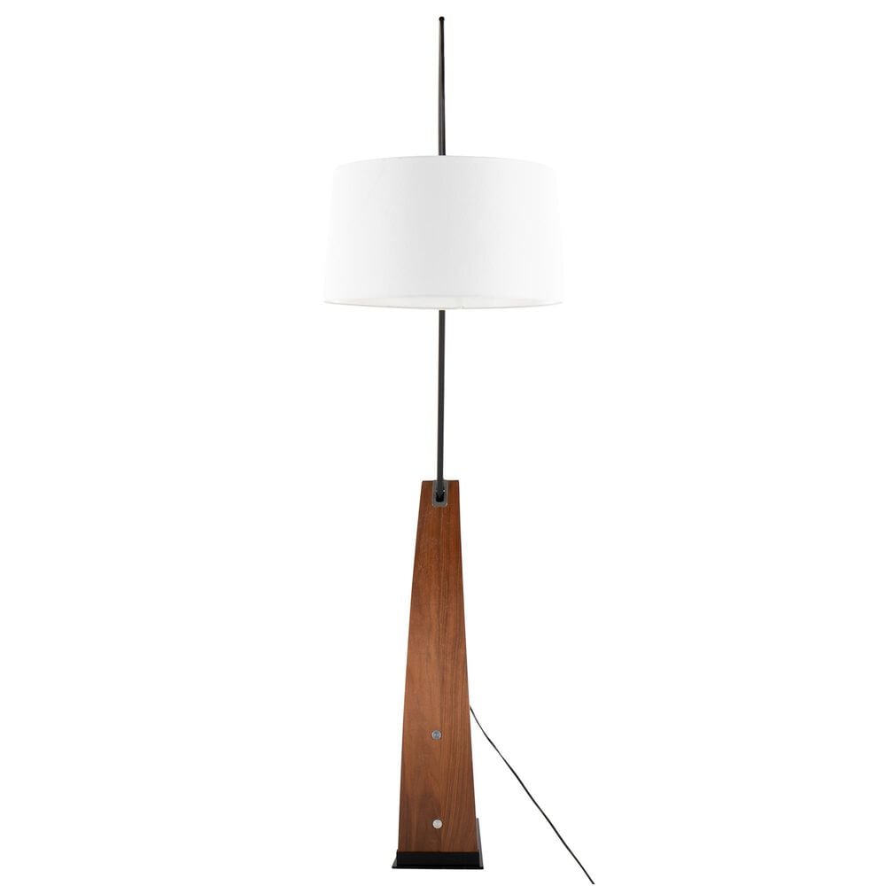 Lumisource Robyn Floor Lamp with White Shade in Walnut and Black, , large