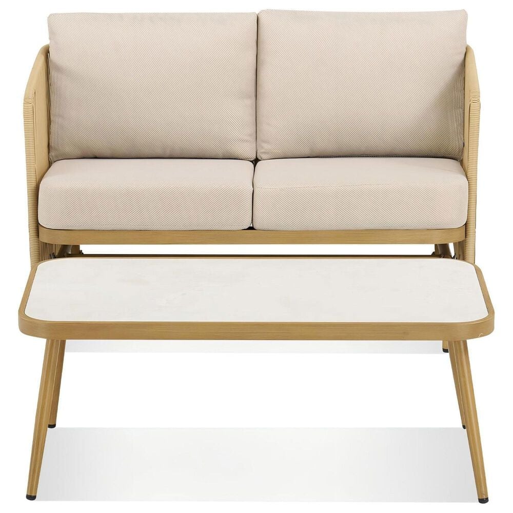 Sunwell Garden 2-Piece Patio Loveseat Set in Beige, , large